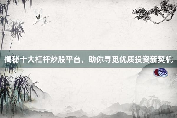 揭秘十大杠杆炒股平台，助你寻觅优质投资新契机