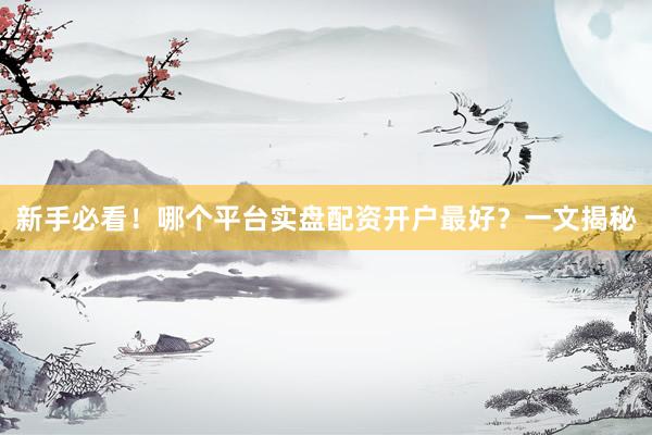 新手必看！哪个平台实盘配资开户最好？一文揭秘